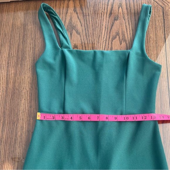 Squareneck Column Midi Dress dark green size medium - Picture 4 of 5